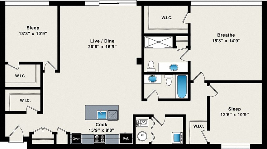 3 bedroom floor plan at 1846 w division